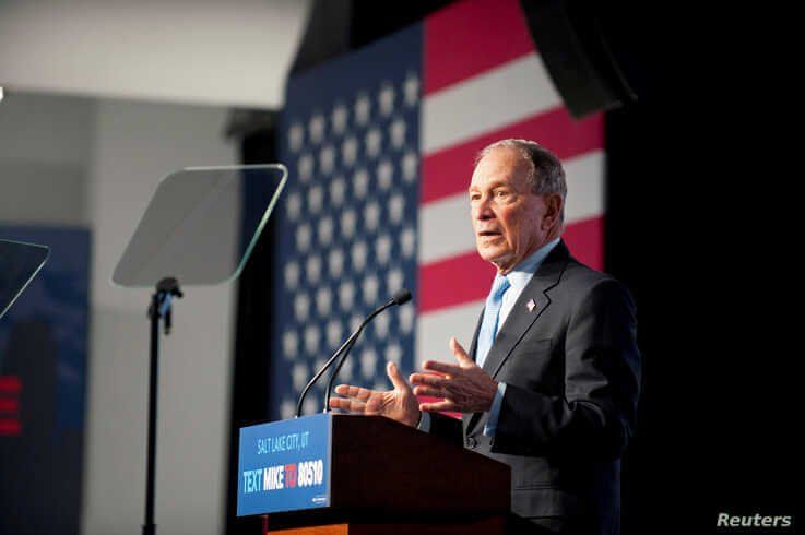 FILE PHOTO: Democratic presidential candidate Mike Bloomberg holds a campaign rally in Salt Lake City, Utah, U.S., February 20,…