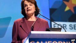 Sen. Dianne Feinstein, D-Calif., speaks at the 2018 California Democrats State Convention Saturday, Feb. 24, 2018, in San Diego.