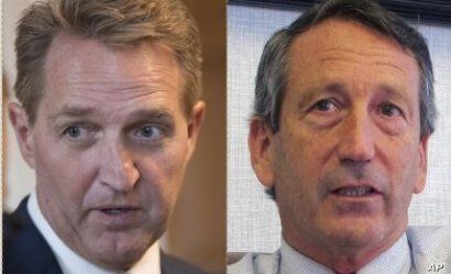 From left, former Senator Jeff Flake of Arizona and former South Carolina Governor Mark Sanford.