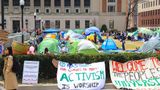 Anti-Israel protesters set up encampment at Columbia University during alumni weekend