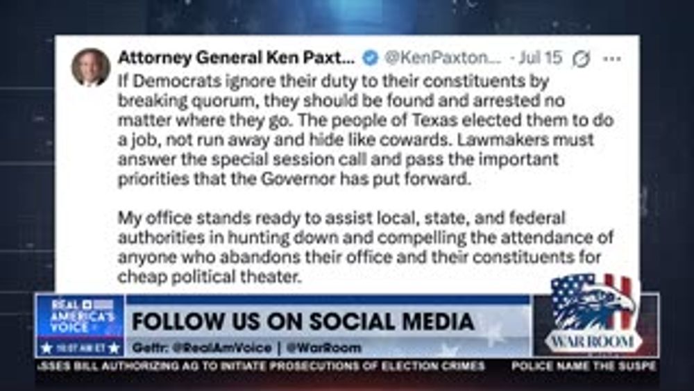 PAXTON: TEXAS DEMS CAN BE LOCKED IN TO PREVENT QUORUM BREAK