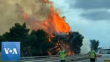 Flames Visible from Motorway in France, as Heatwave Grips Europe