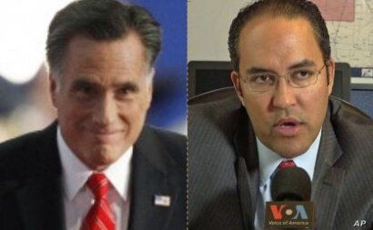 From left, Senator Mitt Romney of Utah and Congressman Will Hurd of Texas.