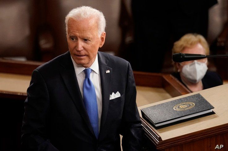 President Joe Biden turns from the podium after speaking to a joint session of Congress, April 28, 2021, in the House.