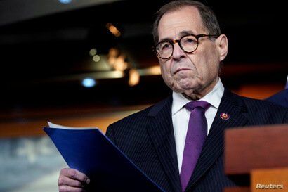 Chairman of the House Judiciary Committee Jerrold Nadler (D-NY) waits to speak during a media briefing after a House vote…