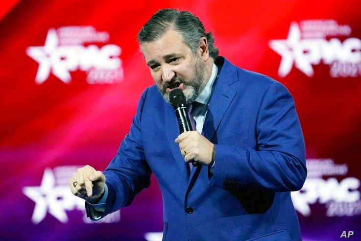 Sen. Ted Cruz, R-Texas speaks at the Conservative Political Action Conference (CPAC) Friday, Feb. 26, 2021, in Orlando, Fla. …
