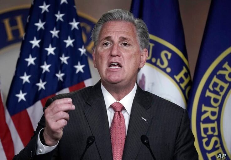 House Minority Leader Kevin McCarthy, R-Calif., talks about House Republicans and the election, during a news conference on…