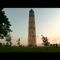 Washington Monument lit up during repairs