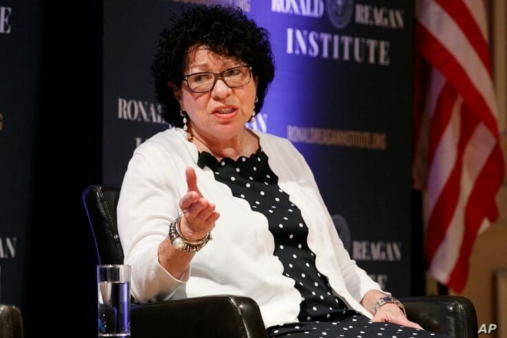Supreme Court Justice Sonia Sotomayor speaks during a panel discussion celebrating Sandra Day O'Connor, the first woman to be a…
