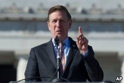 Rep. Don Beyer, D-Va., addresses the Women's March rally at the Lincoln Memorial in Washington, Jan. 20, 2018.