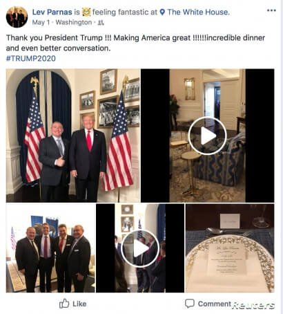 Ukrainian-American businessman Lev Parnas is seen in a 2018 social media post appearing to show him at the White House with U.S…