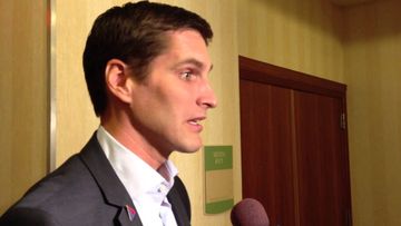 Josh Romney speaks to Virginia delegates at the RNC