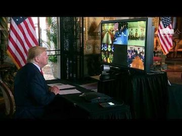 President Trump Participates in a Video Teleconference with Members of the Military