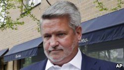 FILE - Bill Shine, who at the time was co-president of Fox News, leaves a New York restaurant, April 24, 2017. President Donald Trump on July 5, 2018, named Shine as director of White House press and communications. 