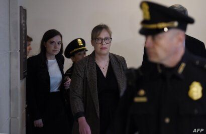 Catherine Croft, a specialist on Ukraine with the State Department arrives for a closed-door deposition at the US Capitol in…