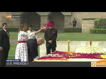US President Trump, wife Melania lay wreath at Rajghat as tribute to Mahatma Gandhi