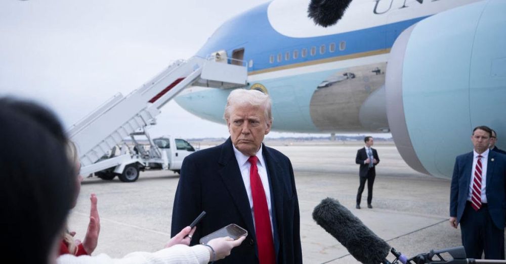 Trump gets hit in face with boom mic during press gaggle at Joint Base Andrews