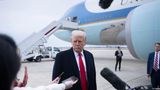 Trump gets hit in face with boom mic during press gaggle at Joint Base Andrews