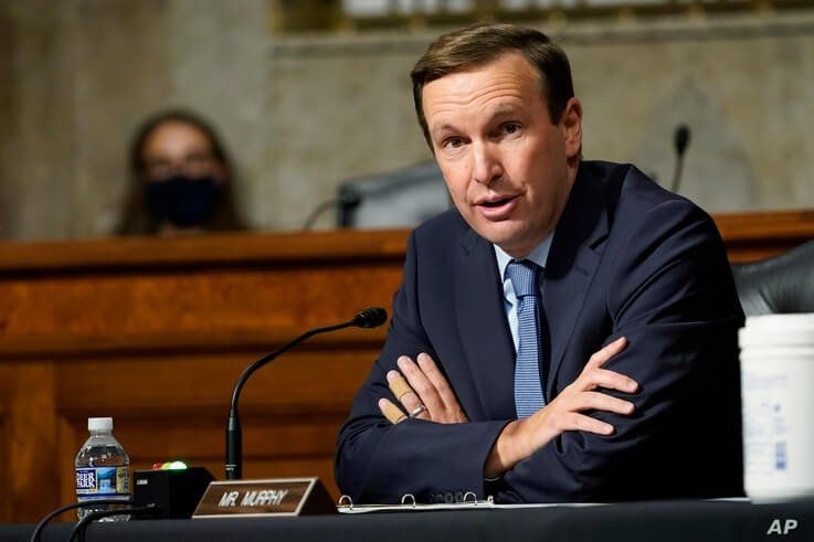 Sen. Chris Murphy, D-Conn., speaks during a Senate Foreign Relations Committee hearing on Capitol Hill in Washington, Thursday,…