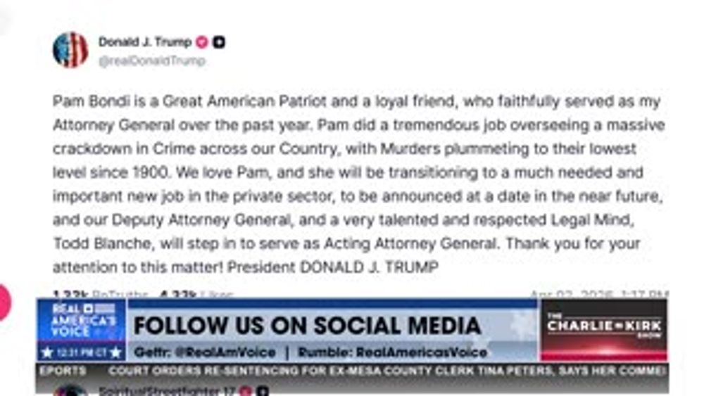 BREAKING NEWS: PAM BONDI HAS BEEN FIRED