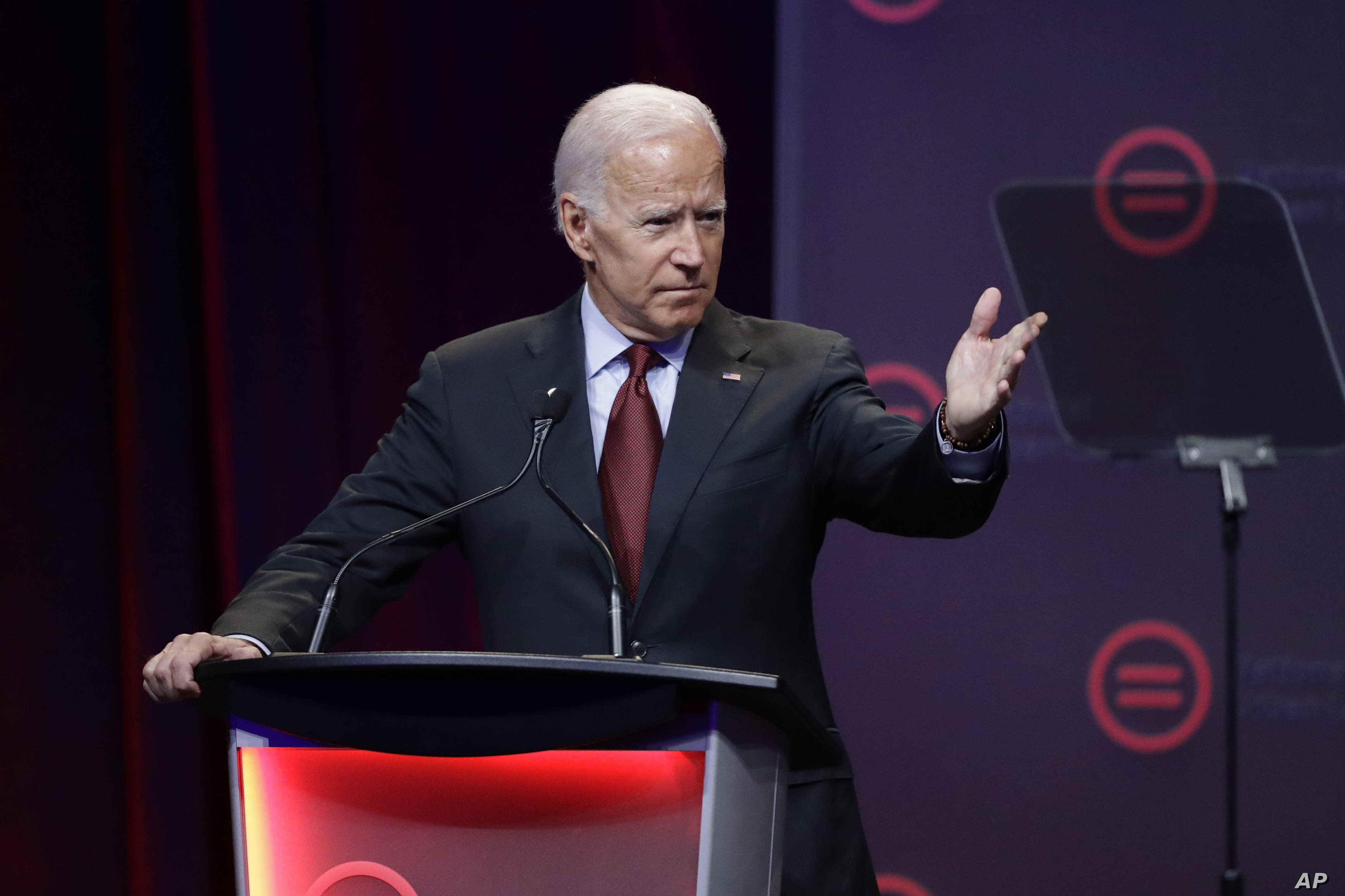FILE - Democratic presidential candidate and former Vice President Joe Biden speaks during the National Urban League Conference in Indianapolis, July 25, 2019. 