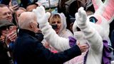 Easter Bunny appears to stop Biden from answering Afghanistan questions