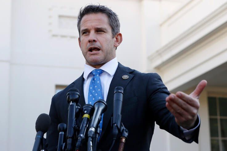 FILE - Rep. Adam Kinzinger, R-Ill., speaks to the media, at the White House in Washington. 