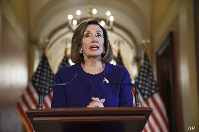 House Speaker Nancy Pelosi of Calif., reads a statement announcing a formal impeachment inquiry into President Donald Trump, on Capitol Hill in Washington, Sept. 24, 2019.