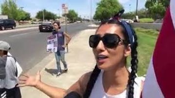 Navy Veteran Ericka Vega standing for Freedom over Tyranny in California