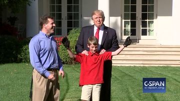 11-year-old gets to mow lawn at the White House (C-SPAN)