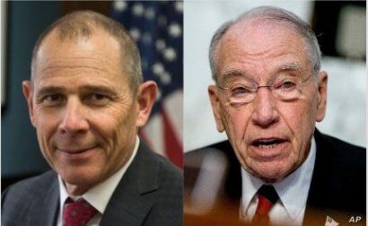 From left, Congressman John Curtis of Utah and Senator Chuck Grassley of Iowa.