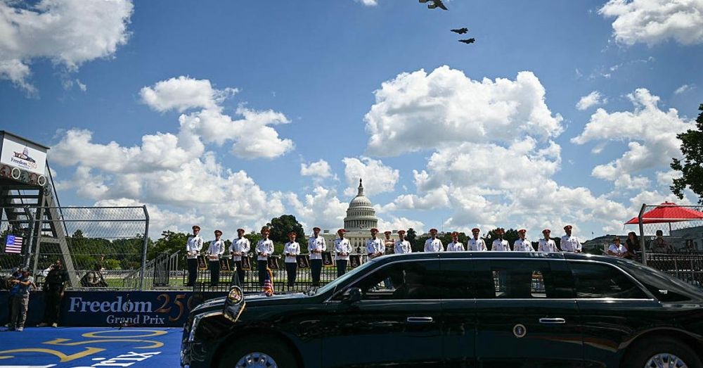 President Trump, First Lady Melania Trump, attend Freedom 250 Grand Prix in Washington