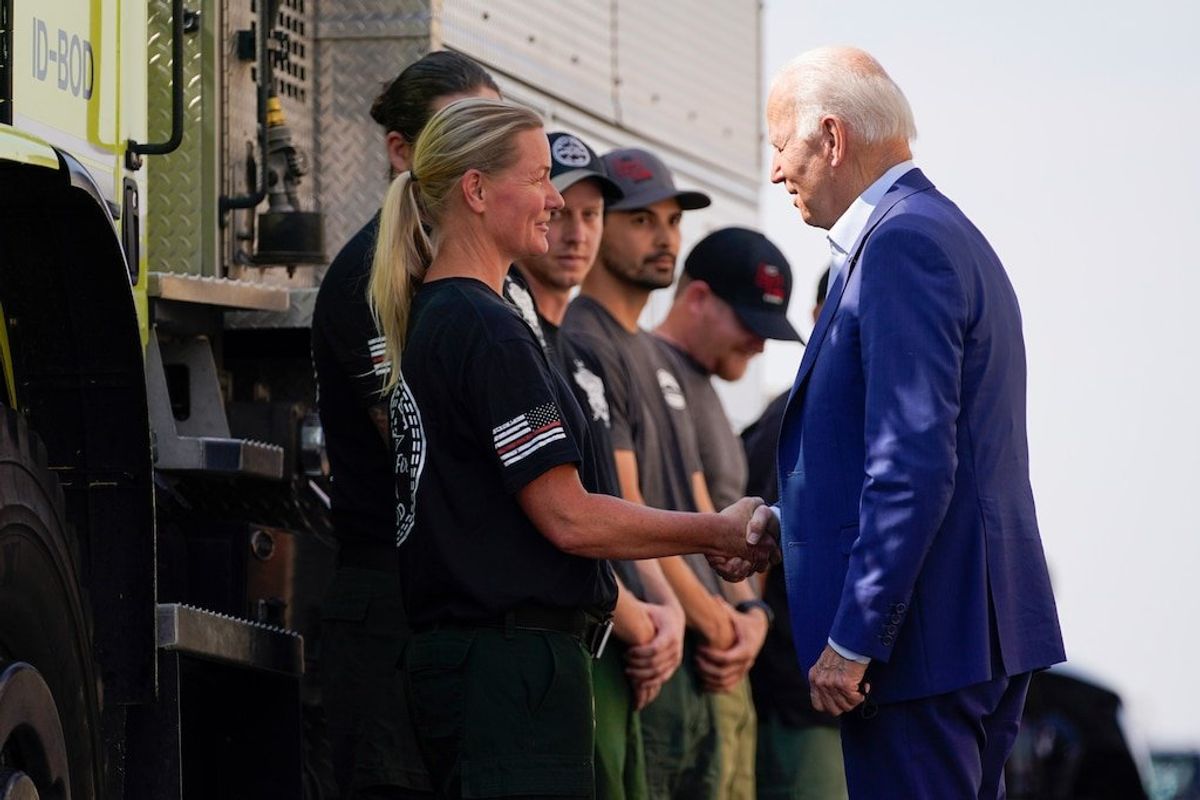 Out West, Biden Points to Wildfires to Push for Climate Change Spending