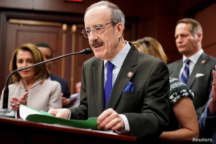 FILE - U.S. Representative Eliot Engel (D-NY) speaks on Capitol Hill in Washington, March 27, 2019.