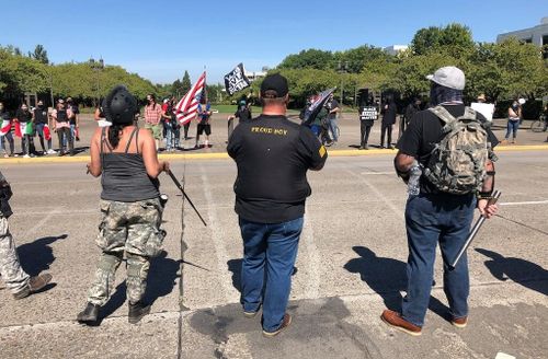 Trump Supporters Meet for Vehicle Rally Outside Portland