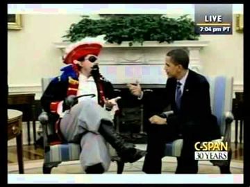 Obama meets with a pirate in the Oval Office