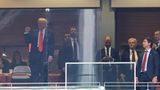 President Trump arrives at Charlie Kirk memorial service to address packed stadium