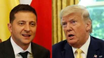 From left, Ukraine President Volodymyr Zelenskiy and U.S. President Donald Trump.