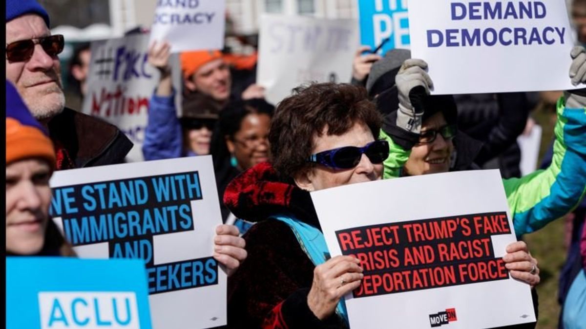 Presidents Day Protests Decry Trump’s Emergency Declaration