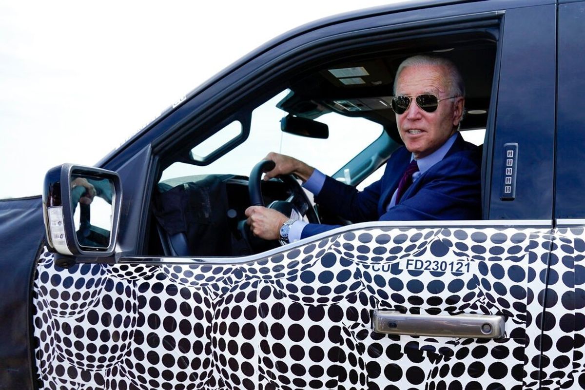Biden Test-Drives New Truck to Promote Electric Vehicles