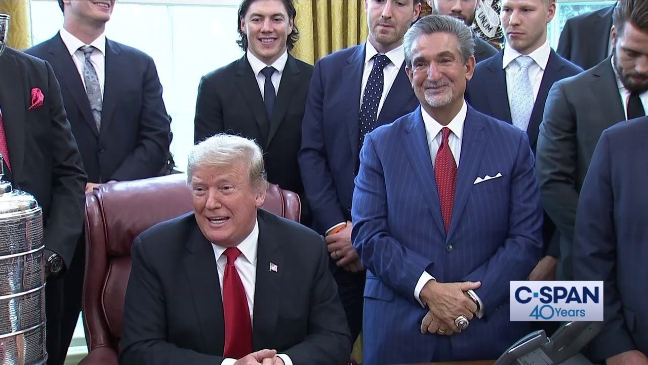 Stanley Cup Champion Washington Capitals visit President Trump in the Oval Office (C-SPAN)
