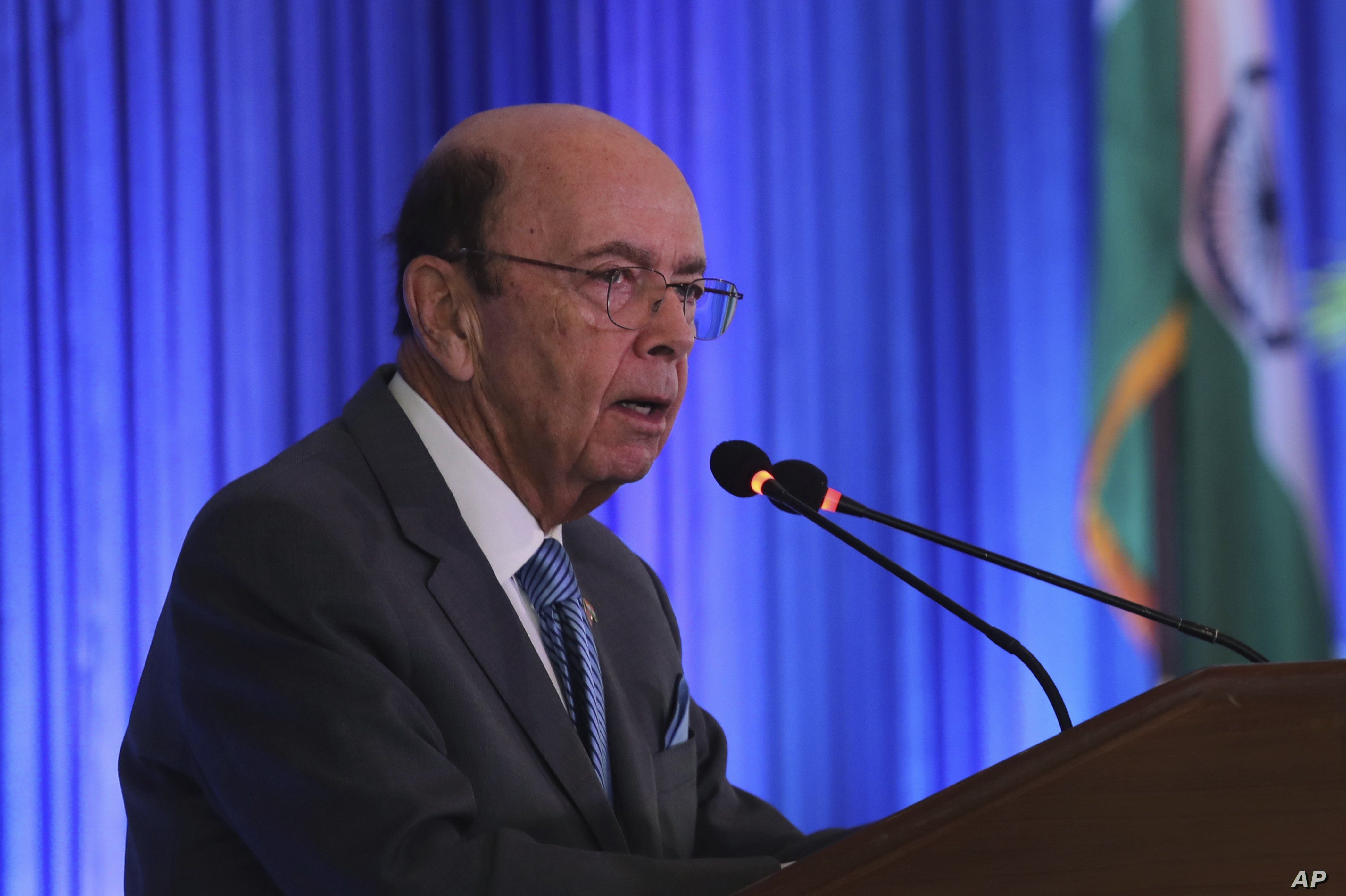 US commerce secretary Wilbur Ross speaks at the 11th Trade Winds Business Forum and Mission hosted by the US Department of Commerce, in New Delhi, India, Tuesday, May 7, 2019. Top executives of more than 100 U.S. companies are visiting India to meet…