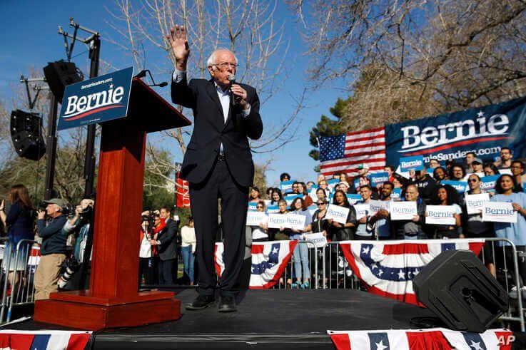 Democratic presidential candidate Sen. Bernie Sanders, I-Vt., speaks during a campaign event at the University of Nevada.