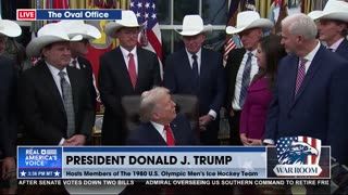 PRESIDENT TRUMP GREETS A TEAM MEMBER FROM MINNESOTA
