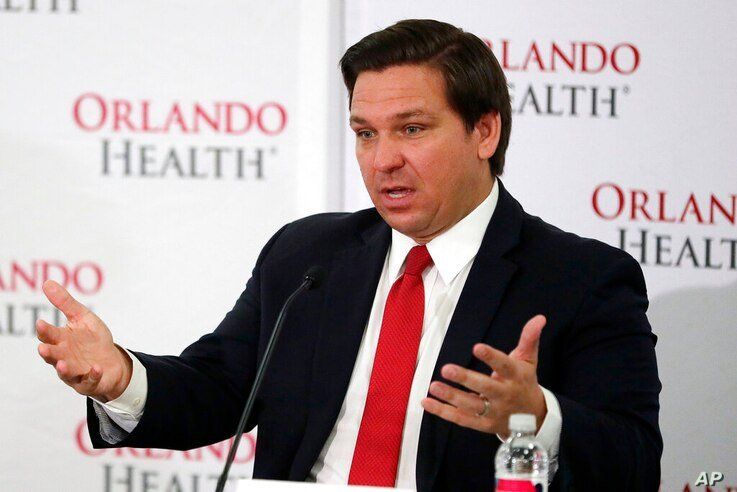 Florida Gov. Ron DeSantis speaks at a news conference at Orlando Regional Medical Center Tuesday, June 23, 2020, in Orlando,…