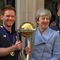 UK Prime Minister Theresa May Celebrates World Cup Victory with England Cricket team