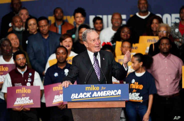 Democratic presidential candidate and former New York City Mayor Michael Bloomberg speaks during his campaign launch of 