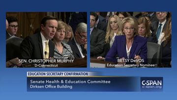 Sen. Chris Murphy (D-CT) asks Betsy DeVos about guns in schools (C-SPAN)