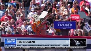 TED NUGENT IS LIVE PREFORMING THE STAR SPANGLED BANNER AT THE WACO TRUMP RALLY!