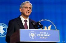 Attorney General nominee Merrick Garland speaks during an event with President-elect Joe Biden and Vice President-elect Kamala…